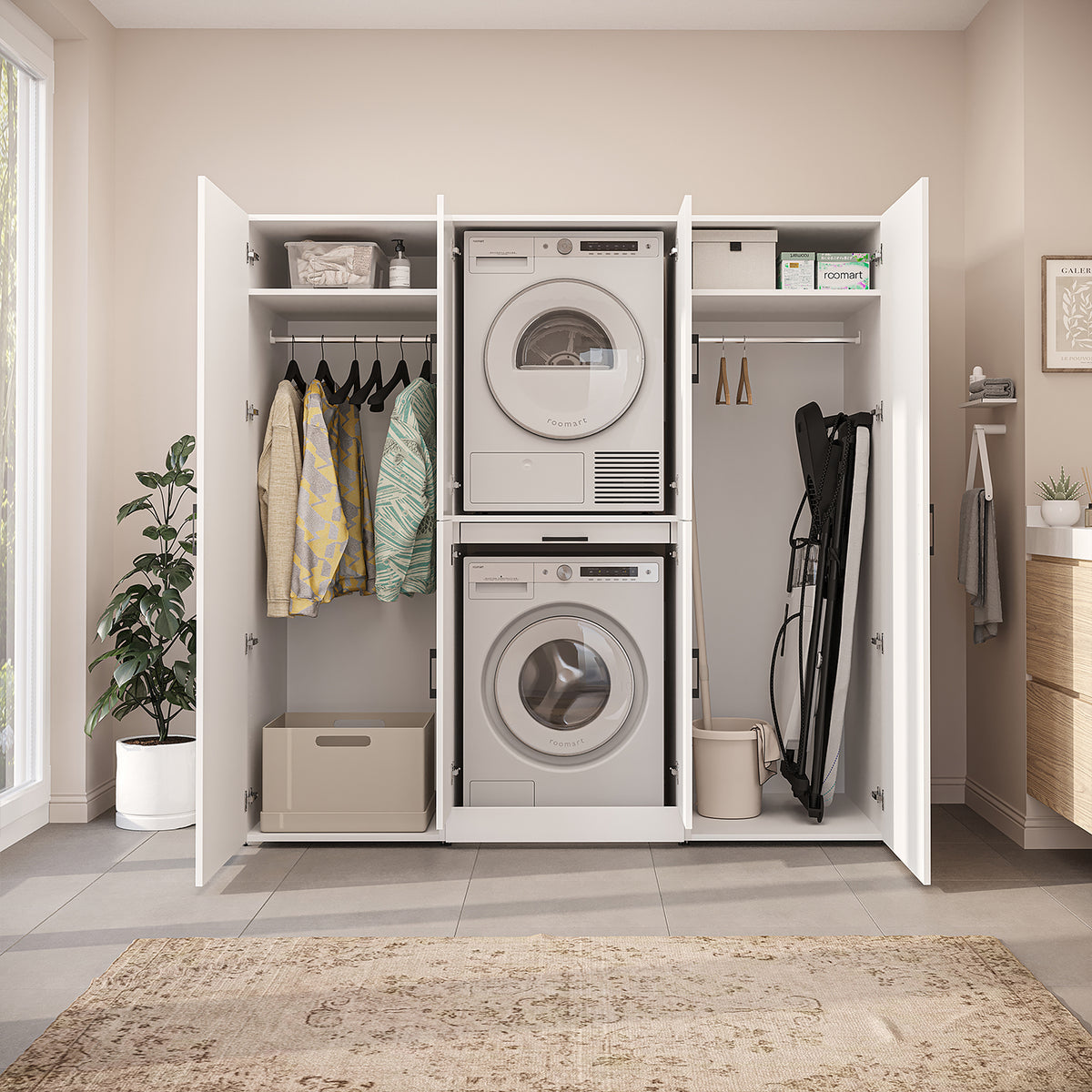 Roomart Waschmaschinenschrank DORA-I 190 cm, Weiß, 186 cm hoch, Bild 4