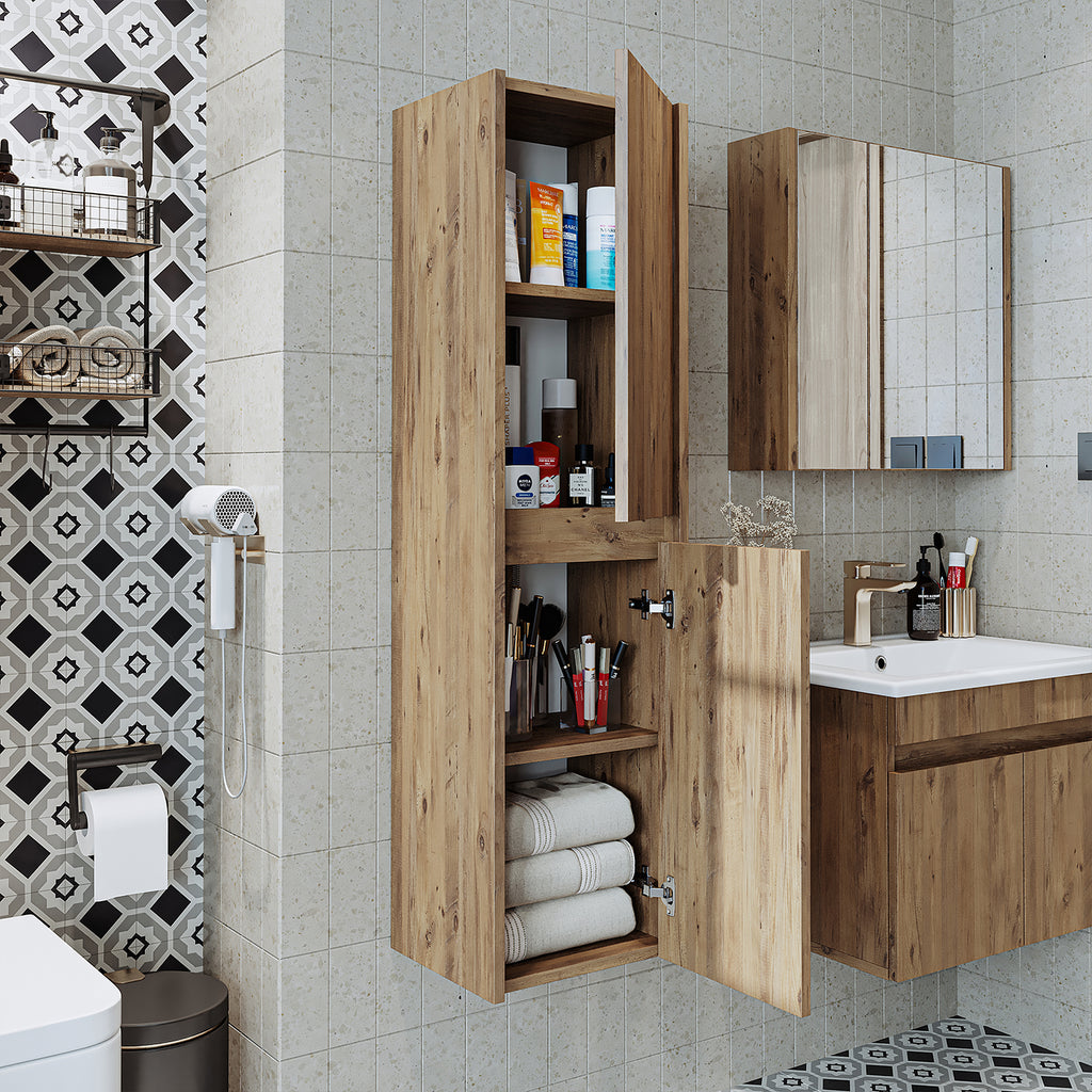 Roomart bathroom furniture set ATRIA 65 cm vanity unit with washbasin mirror cabinet tall cabinet - mirror bathroom, mirror cabinet bathroom 60 cm wide, bathroom mirror cabinet, mirror cabinet with lighting, mirror cabinet 80 cm wide, mirror cabinets for bathroom, mirror cabinets for bathroom
