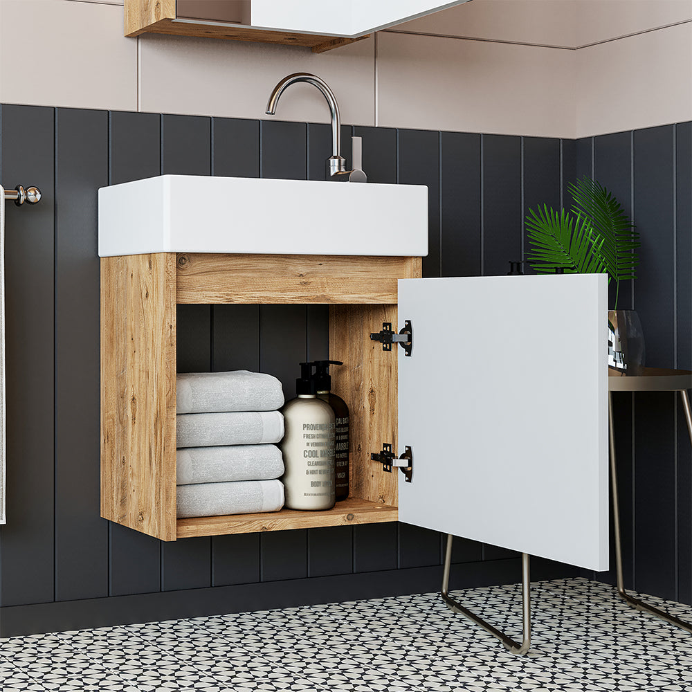 Roomart, Unterschrank mit Waschbecken 50cm Gäste WC Badezimmer Möbel in 5 Farben