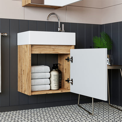Roomart, MINI Unterschrank mit Waschbecken 50cm Gäste WC Badezimmer Möbel in 5 Farben - badmöbel, set, abfluss, waschbecken, bad, möbel, badezimmer, waschbeckenunterschrank, cm, breit, modern, waschtisch, tief, mit, unterschrank, deko, badezimmermöbel, ba