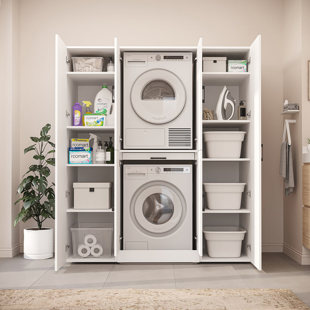 Roomart Waschmaschinenschrank DORA-I 160 cm, Weiß, 186 cm hoch, Bild 4
