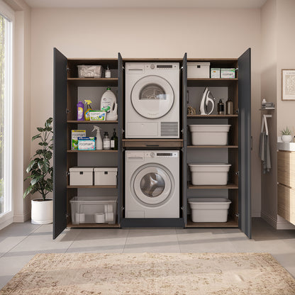 Roomart Waschmaschinenschrank DORA-I 190 cm, Anthrazit Eiche, 186 cm hoch, Bild 4