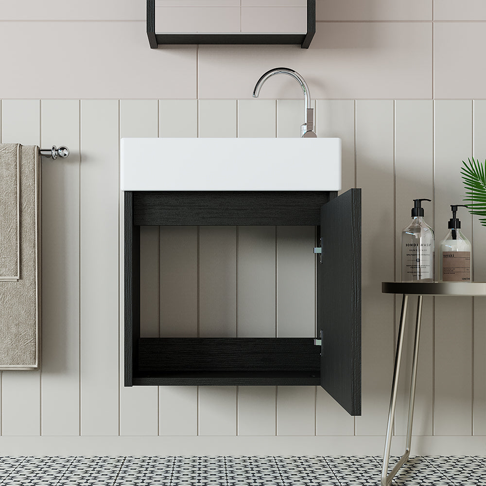 Roomart, MINI Unterschrank mit Waschbecken 50cm Gäste WC Badezimmer Möbel in 5 Farben - badmöbel, set, abfluss, waschbecken, bad, möbel, badezimmer, waschbeckenunterschrank, cm, breit, modern, waschtisch, tief, mit, unterschrank, deko, badezimmermöbel, ba