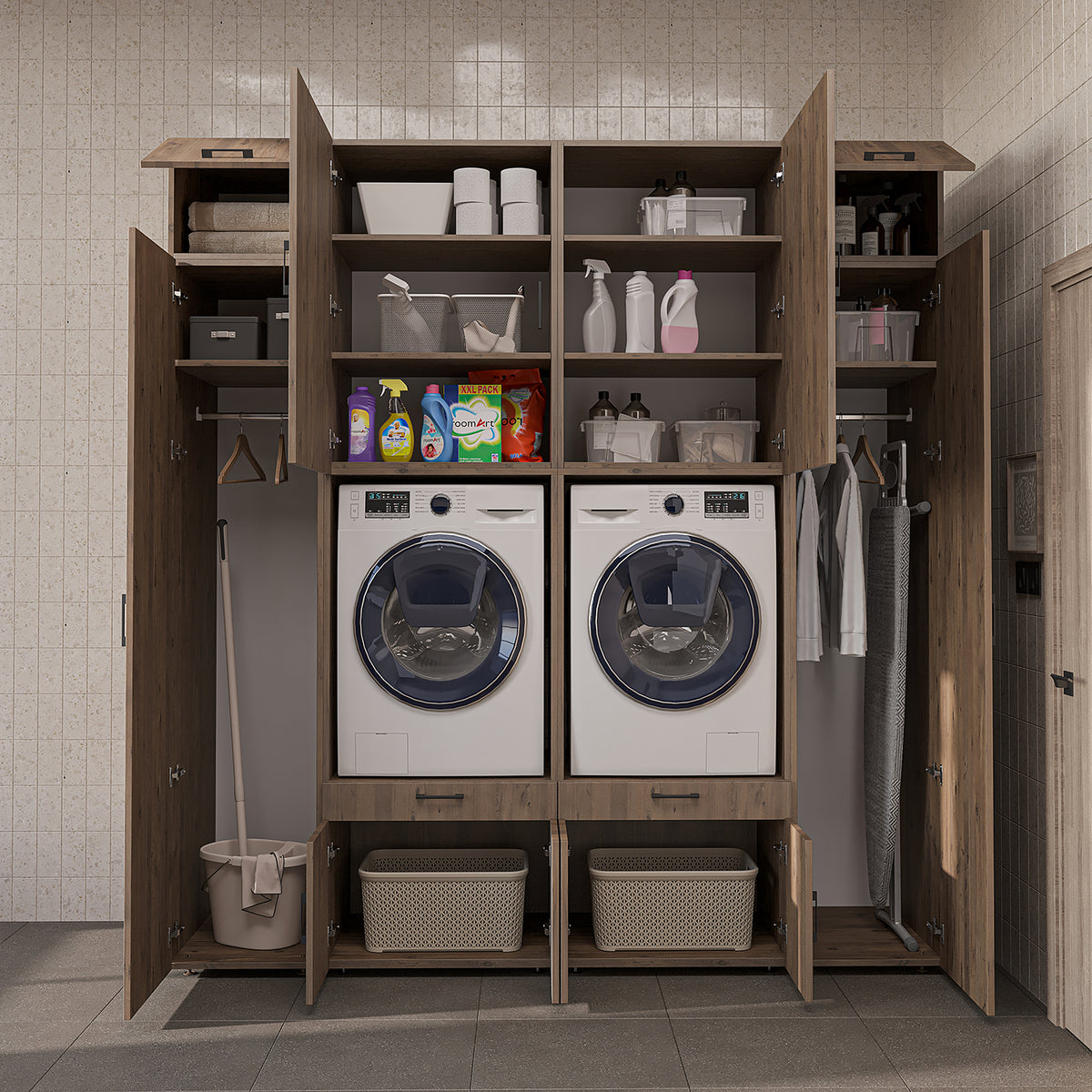 Roomart Waschmaschinenschrank SERIE 3 224 cm, Eiche, 240 cm hoch