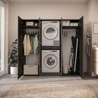 Roomart Waschmaschinenschrank DORA-I 190 cm, Schwarz Eiche, 186 cm hoch, Bild 4