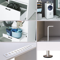 Roomart Waschmaschinenschrank mit Schrankaufsatz • mit Ausziehbrett • Weiß  • Schwarz eiche • Eiche