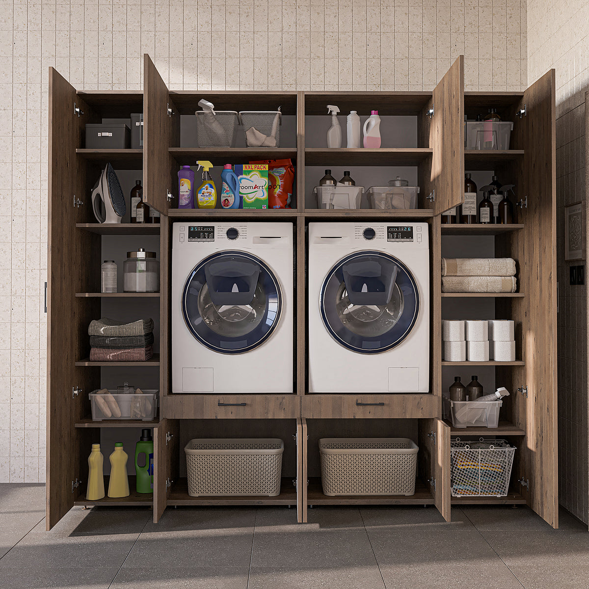 Roomart Waschmaschinenschrank SERIE 3 224 cm, Eiche, 205 cm hoch