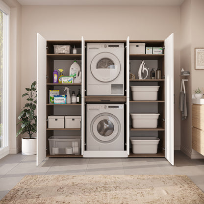Roomart Waschmaschinenschrank DORA-I 190 cm, Weiß Eiche, 186 cm hoch, Bild 4