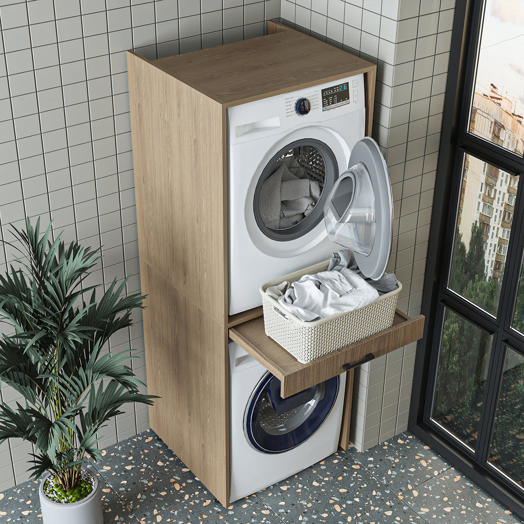 Roomart Waschmaschinenschrank DUO-I, 67 cm, für Waschmaschine und Trockner