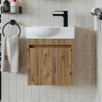 Roomart Waschtischunterschrank LEO mit Keramik-Waschbecken – Gäste-WC Badmöbel – Wasserhahn rechts