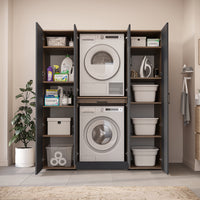 Roomart Waschmaschinenschrank DORA-I 160 cm, Anthrazit Eiche, 186 cm hoch, Bild 4