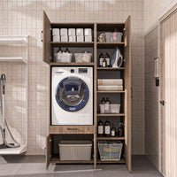 Roomart Waschmaschinenschrank SERIE 3 112 cm, Eiche, 205 cm hoch