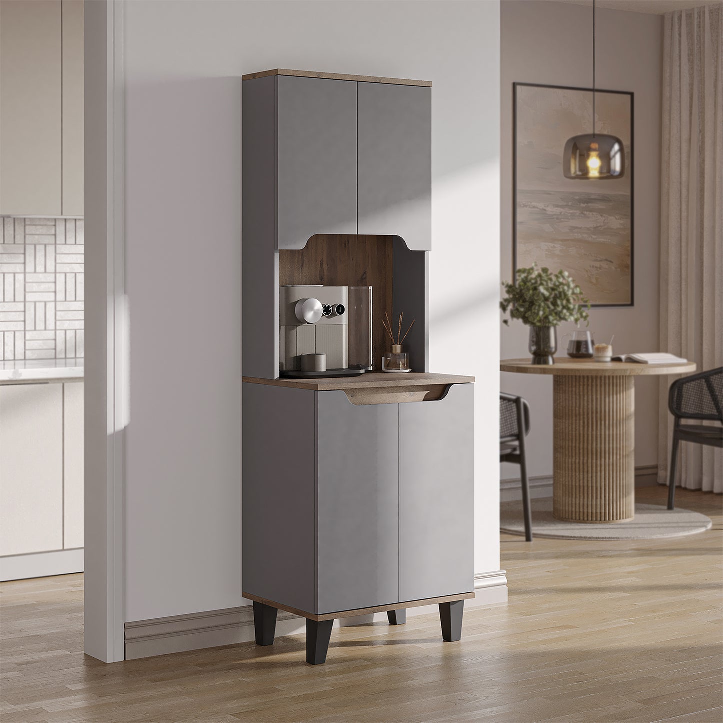 Roomart Küchenschrank DEFNE, 182 cm, mit offener Nische für Kaffeemaschine, in 5 Farben