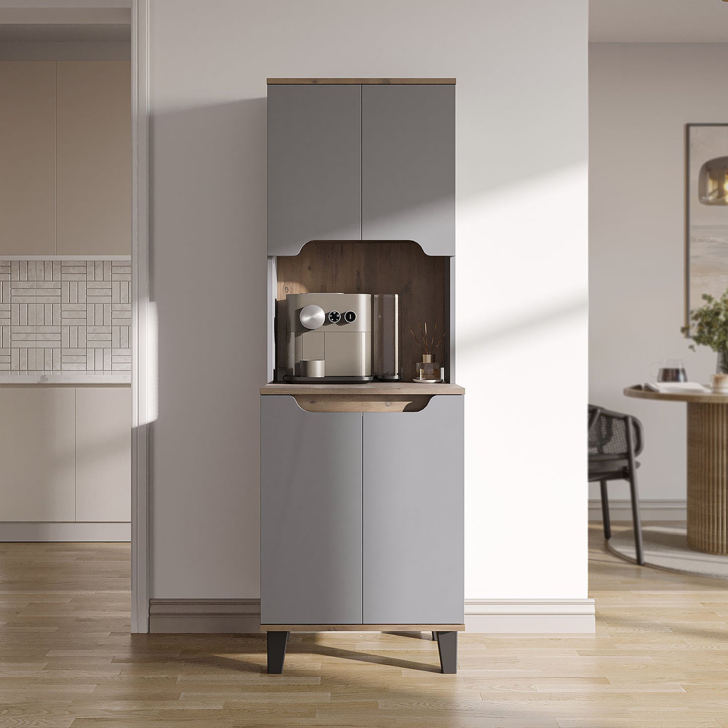 Roomart Küchenschrank DEFNE, 182 cm, mit offener Nische für Kaffeemaschine, in 5 Farben