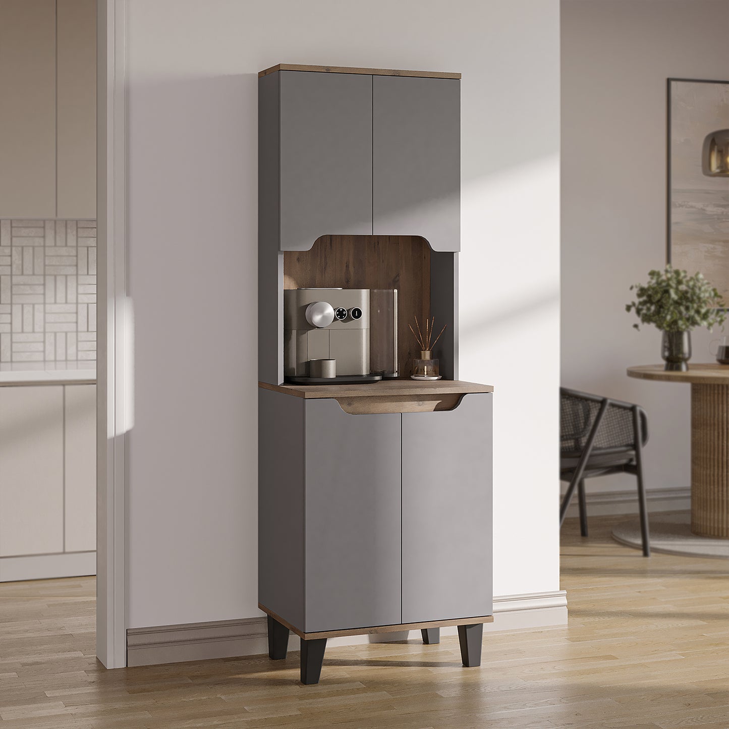 Roomart Küchenschrank DEFNE, 182 cm, mit offener Nische für Kaffeemaschine, in 5 Farben