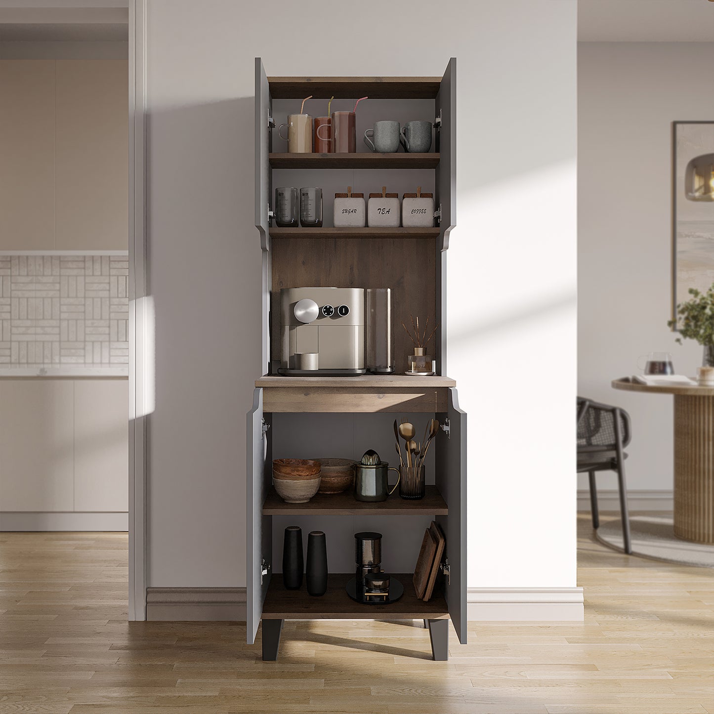 Roomart Küchenschrank DEFNE, 182 cm, mit offener Nische für Kaffeemaschine, in 5 Farben