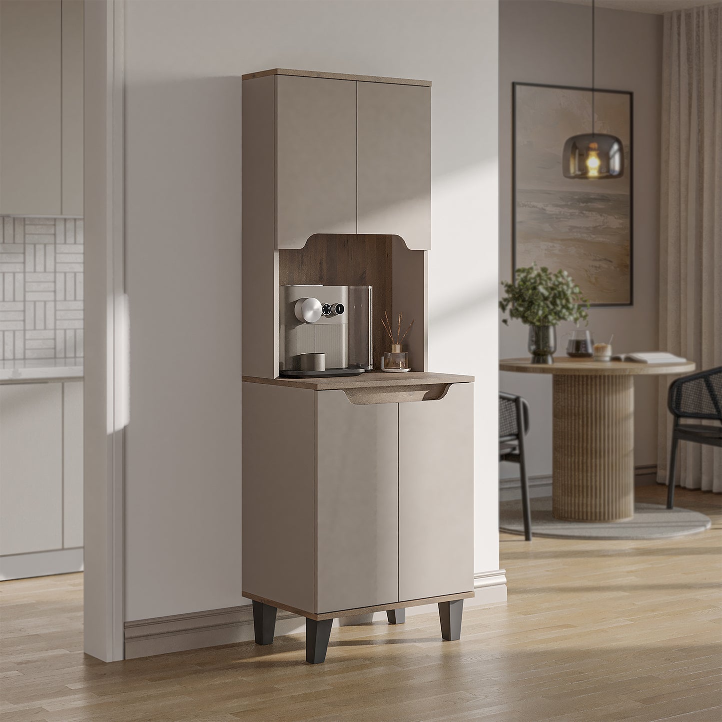 Roomart Küchenschrank DEFNE, 182 cm, mit offener Nische für Kaffeemaschine, in 5 Farben