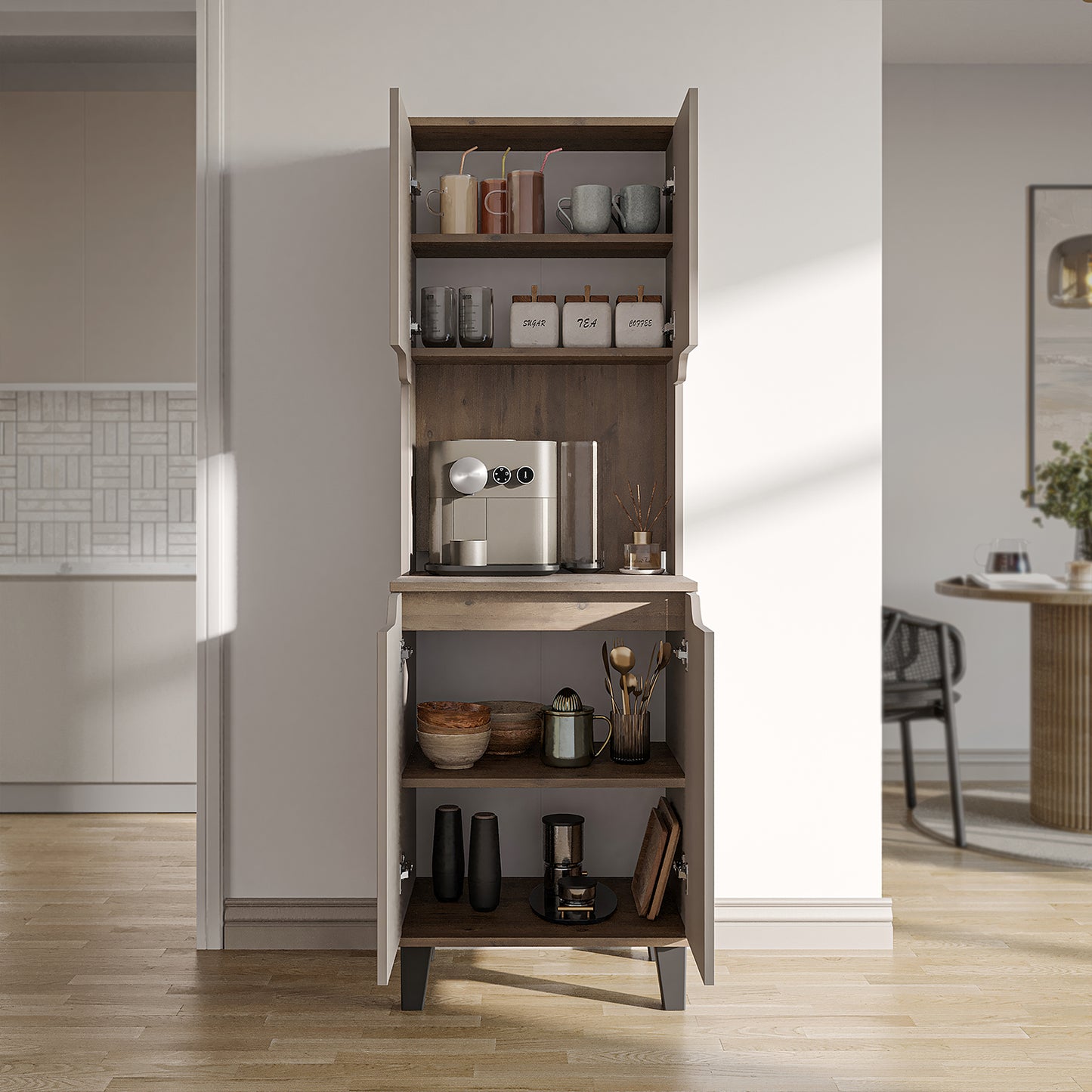Roomart Küchenschrank DEFNE, 182 cm, mit offener Nische für Kaffeemaschine, in 5 Farben