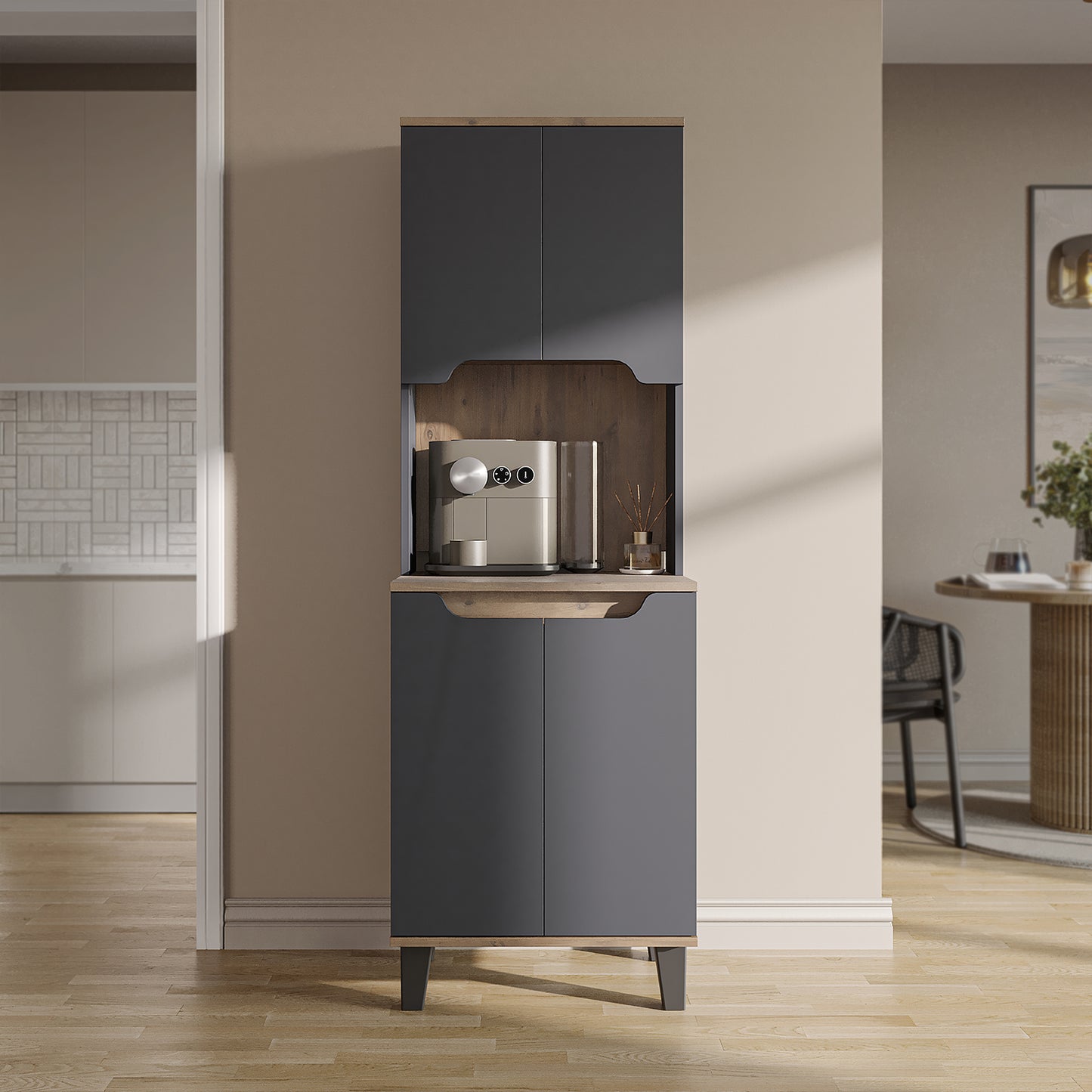Roomart Küchenschrank DEFNE, 182 cm, mit offener Nische für Kaffeemaschine, in 5 Farben