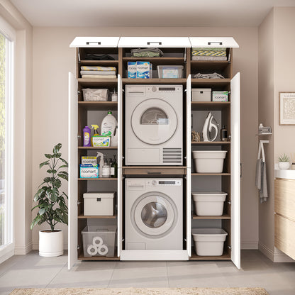 Roomart Waschmaschinenschrank DORA-I 160 cm, Weiß Eiche, 230 cm hoch, Bild 5