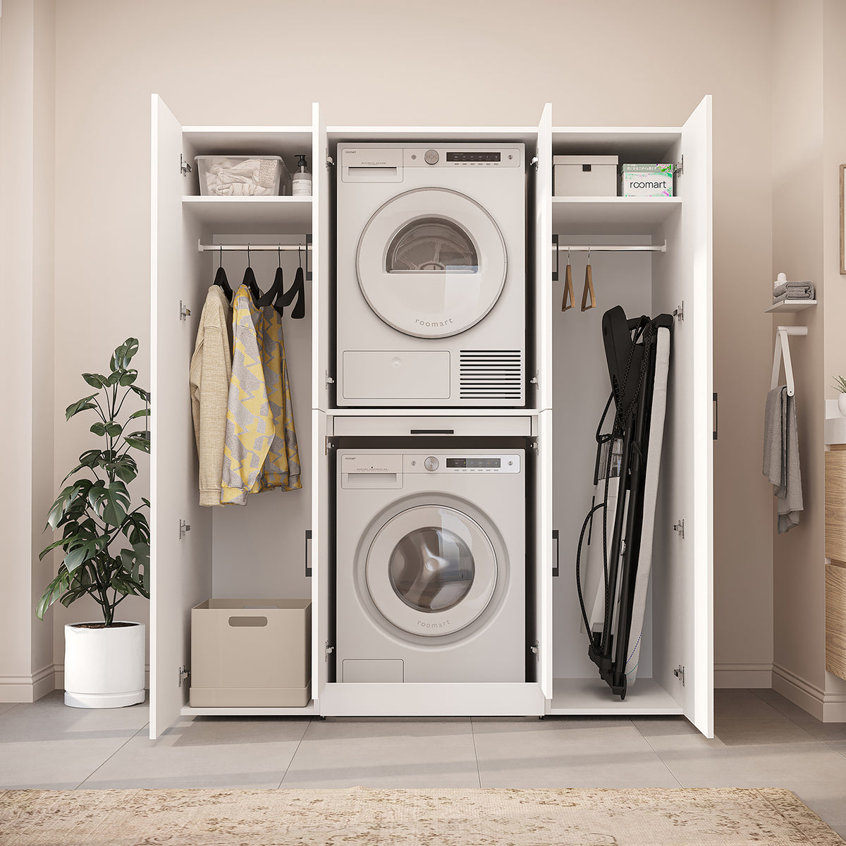 Roomart Waschmaschinenschrank DORA-I 160 cm, Weiß, 186 cm hoch, Bild 5