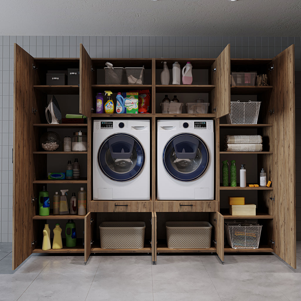 Roomart Waschmaschinenschrank SERIE 3 254 cm, Eiche, 205 cm hoch