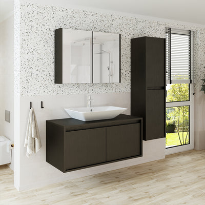 Roomart 4-teiliges Badmöbel-Set ATLANTIC, 100 cm, mit Spiegelschrank und Hochschrank, in 5 Farben