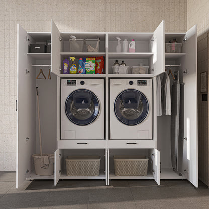 Roomart Waschmaschinenschrank SERIE 3 224 cm, Weiß, 205 cm hoch