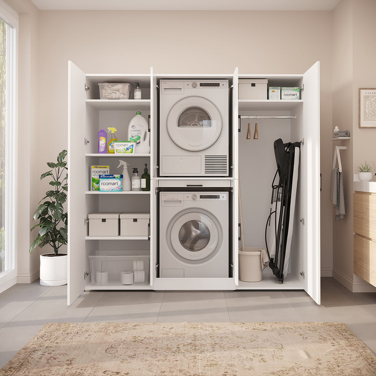 Roomart Waschmaschinenschrank DORA-I 190 cm, Weiß, 186 cm hoch, Bild 5