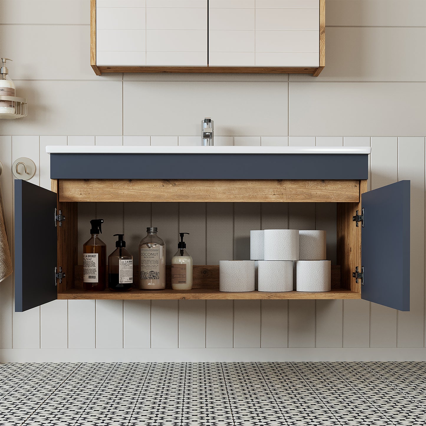 Roomart Atria, Waschbecken mit Unterschrank 100 cm, in 4 Farben, Badezimmermöbel