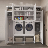 Roomart Waschmaschinenschrank SERIE 3 224 cm, Weiß, 240 cm hoch