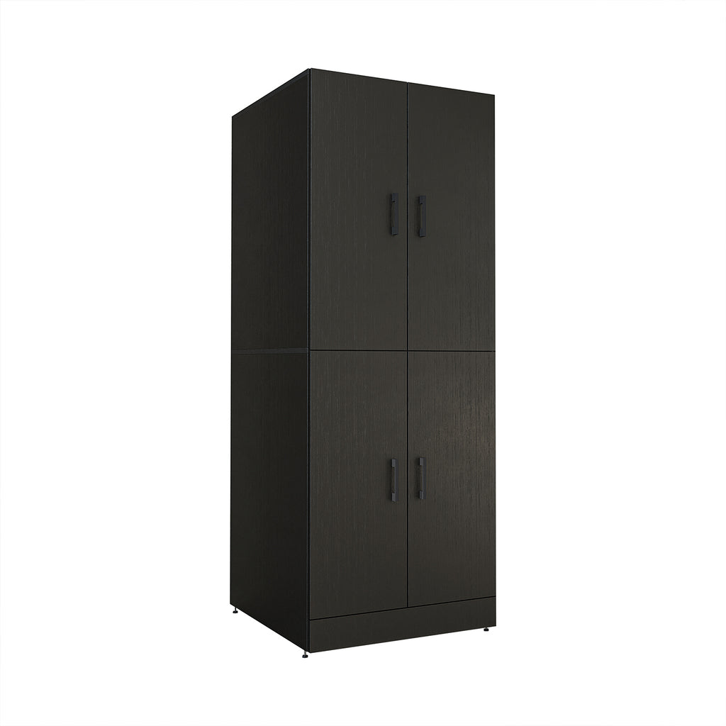 Roomart Waschmaschinenschrank SERIE DORA-I-  Waschmaschinen- & Trocknerschrank mit Türen & Ausziehbrett – Waschküchenschrank für Waschmaschine & Trockner – in 5 Farben • Weiß • Weiß-Eiche • Anthrazit-Eiche • Eiche • Schwarz-Eiche