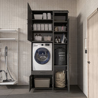 Roomart Waschmaschinenschrank SERIE 3 112 cm, Schwarz-Eiche, 240 cm hoch