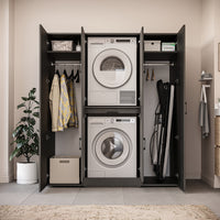 Roomart Waschmaschinenschrank DORA-I 160 cm, Schwarz Eiche, 186 cm hoch, Bild 5