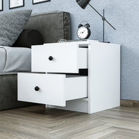 Roomart Komo Beistelltisch mit 2 Schubladen – 40 cm breit, 46,8 cm hoch – Nachttisch & Aufbewahrungstisch für Wohnzimmer, Schlafzimmer oder Büro – Modernes Design- Weiß