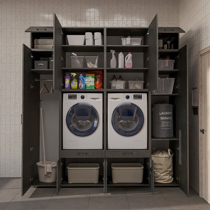 Roomart Waschmaschinenschrank SERIE 3 224 cm, Schwarz-Eiche, 240 cm hoch