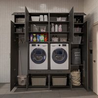 Roomart Waschmaschinenschrank SERIE 3 224 cm, Schwarz-Eiche, 240 cm hoch