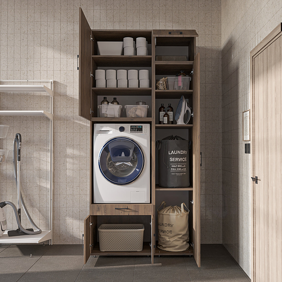 Roomart Waschmaschinenschrank SERIE 3 112 cm, Eiche, 240 cm hoch