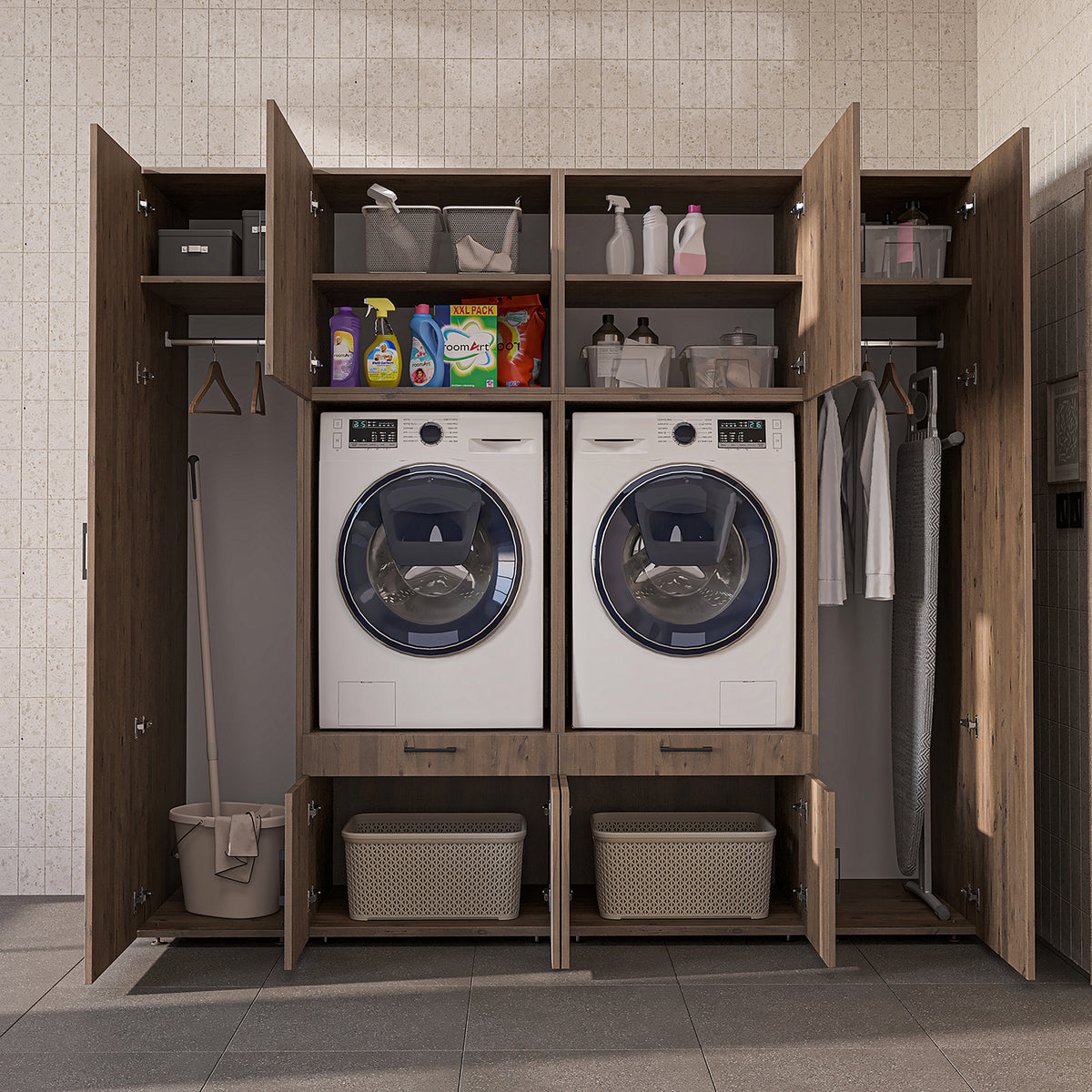 Roomart Waschmaschinenschrank SERIE 3 224 cm, Eiche, 205 cm hoch