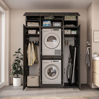 Roomart Waschmaschinenschrank DORA-I 160 cm, Schwarz Eiche, 230 cm hoch, Bild 5
