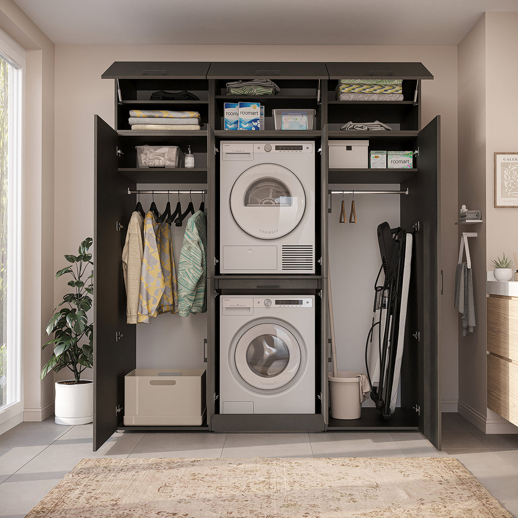 Roomart Waschmaschinenschrank DORA-I 190 cm, Schwarz Eiche, 230 cm hoch, Bild 5