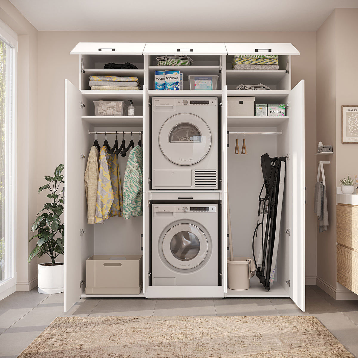 Roomart Waschmaschinenschrank DORA-I 190 cm, Weiß, 230 cm hoch, Bild 5