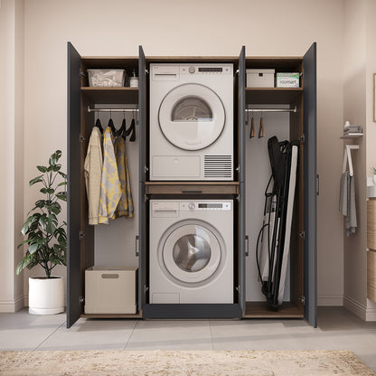 Roomart Waschmaschinenschrank DORA-I 160 cm, Anthrazit Eiche, 186 cm hoch, Bild 5
