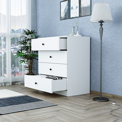 Roomart SIFO Mehrzweckschrank in Weiß – Schrank mit 4 Schubladen – Aufbewahrungsschrank für Wohnzimmer, Schlafzimmer, Esszimmer oder Büro – Modernes Design