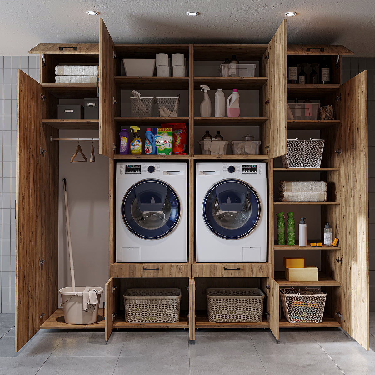 Roomart Waschmaschinenschrank SERIE 3 254 cm, Eiche, 240 cm hoch