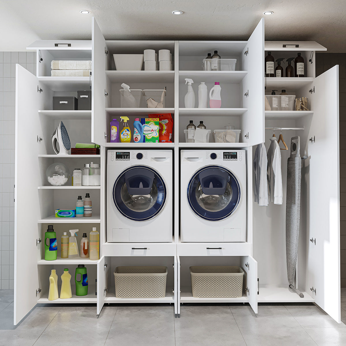 Roomart Waschmaschinenschrank SERIE 3 254 cm, Weiß, 240 cm hoch