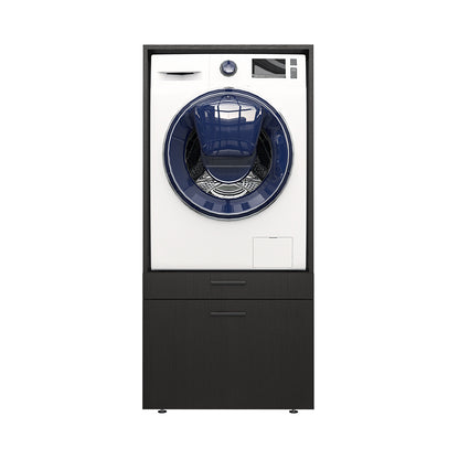 Roomart • Waschmachinenschrank für Hauswirtschaftsraum • HBT: 145x67x66,8 cm • Mit Schubladen und Ausziehbrett • Weiß • Schwarz eiche  • Eiche