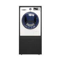 Roomart • Waschmachinenschrank für Hauswirtschaftsraum • HBT: 145x67x66,8 cm • Mit Schubladen und Ausziehbrett • Weiß • Schwarz eiche  • Eiche