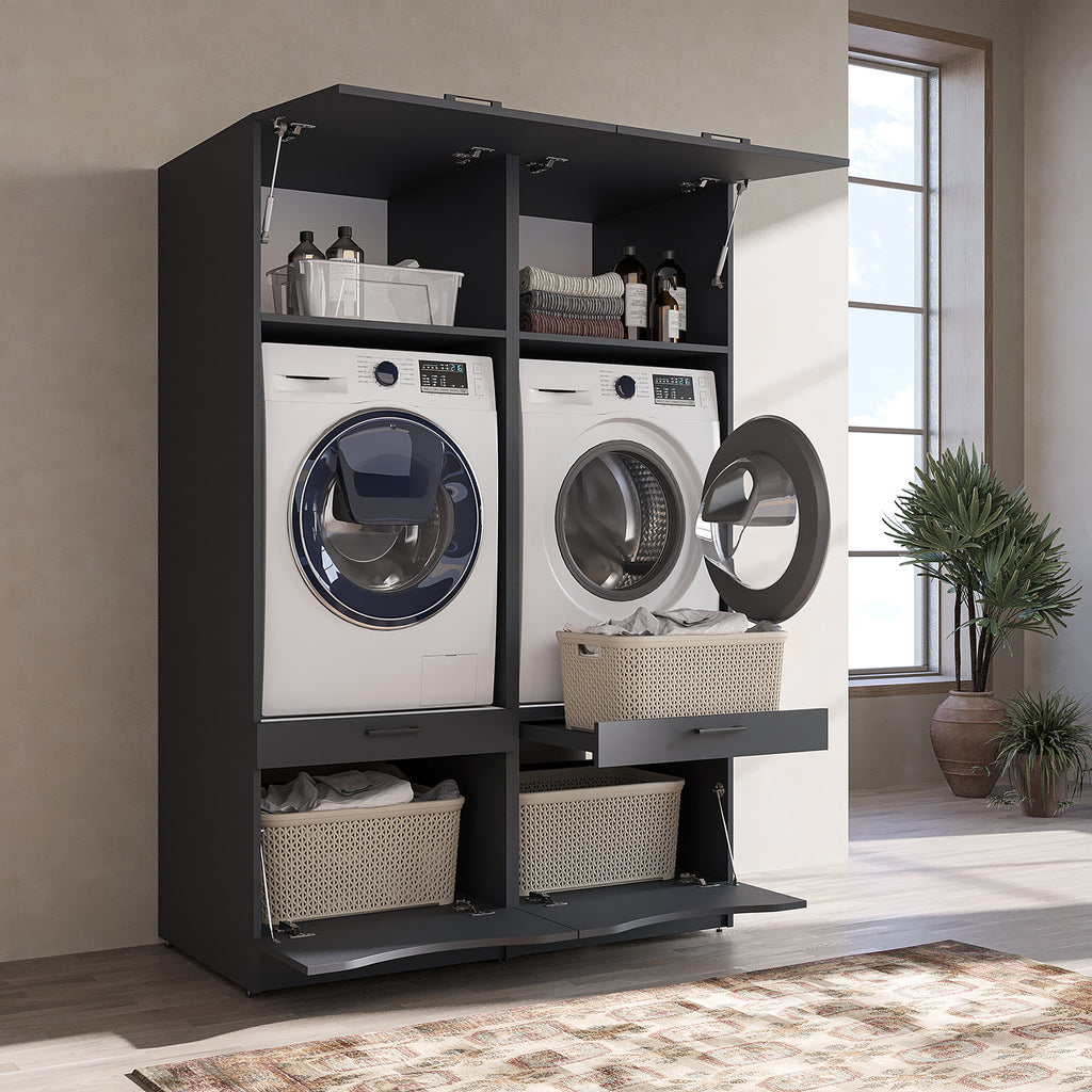 Roomart SERIE 2 Waschmaschinenschrank 132 cm – Waschmaschine & Trockner nebeneinander