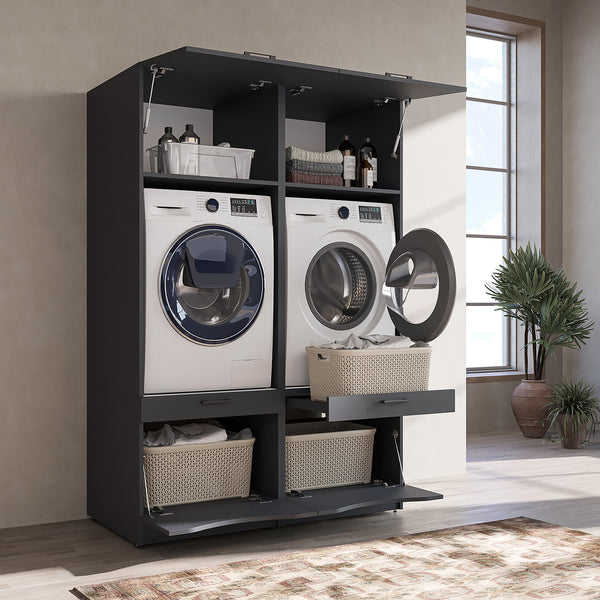 Roomart SERIE 2 Waschmaschinenschrank 132 cm – Waschmaschine & Trockner nebeneinander